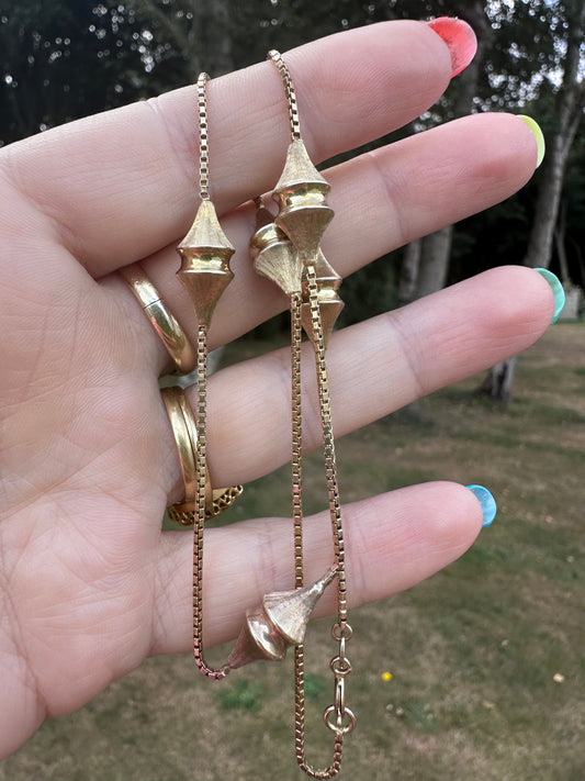 Vintage 9ct yellow Gold Rhombus station chain