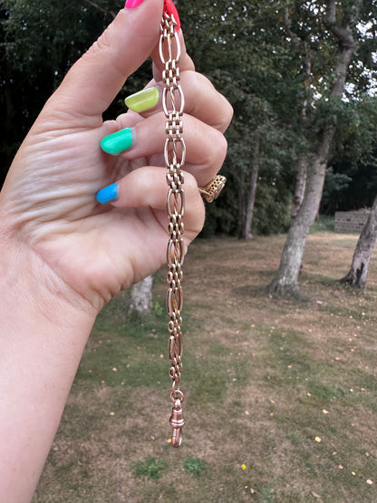 Antique  9ct Rose Gold Gate extender/Bracelet with antique dog clip