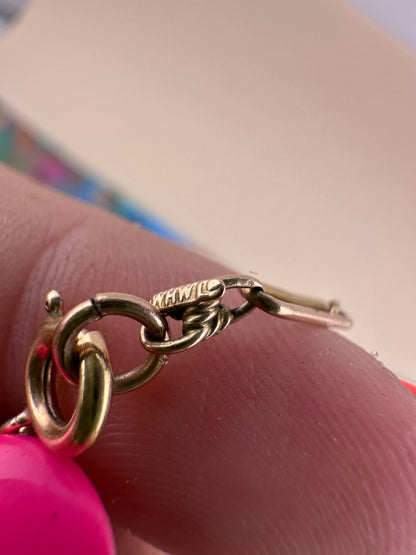 Antique 9ct Rose Gold mini trombone and lovers knot chain