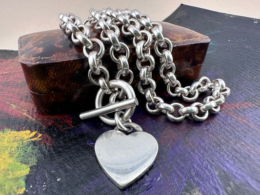 Vintage Sterling silver 90s/00s Heart Toggle chain
