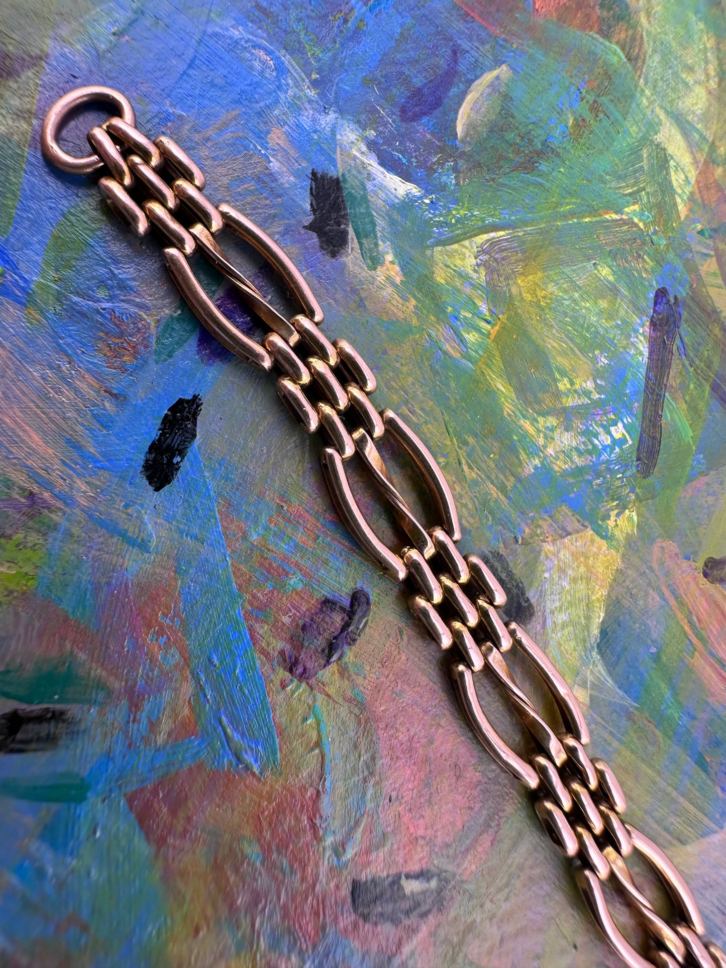 Antique  9ct Rose Gold Gate extender/Bracelet with antique dog clip