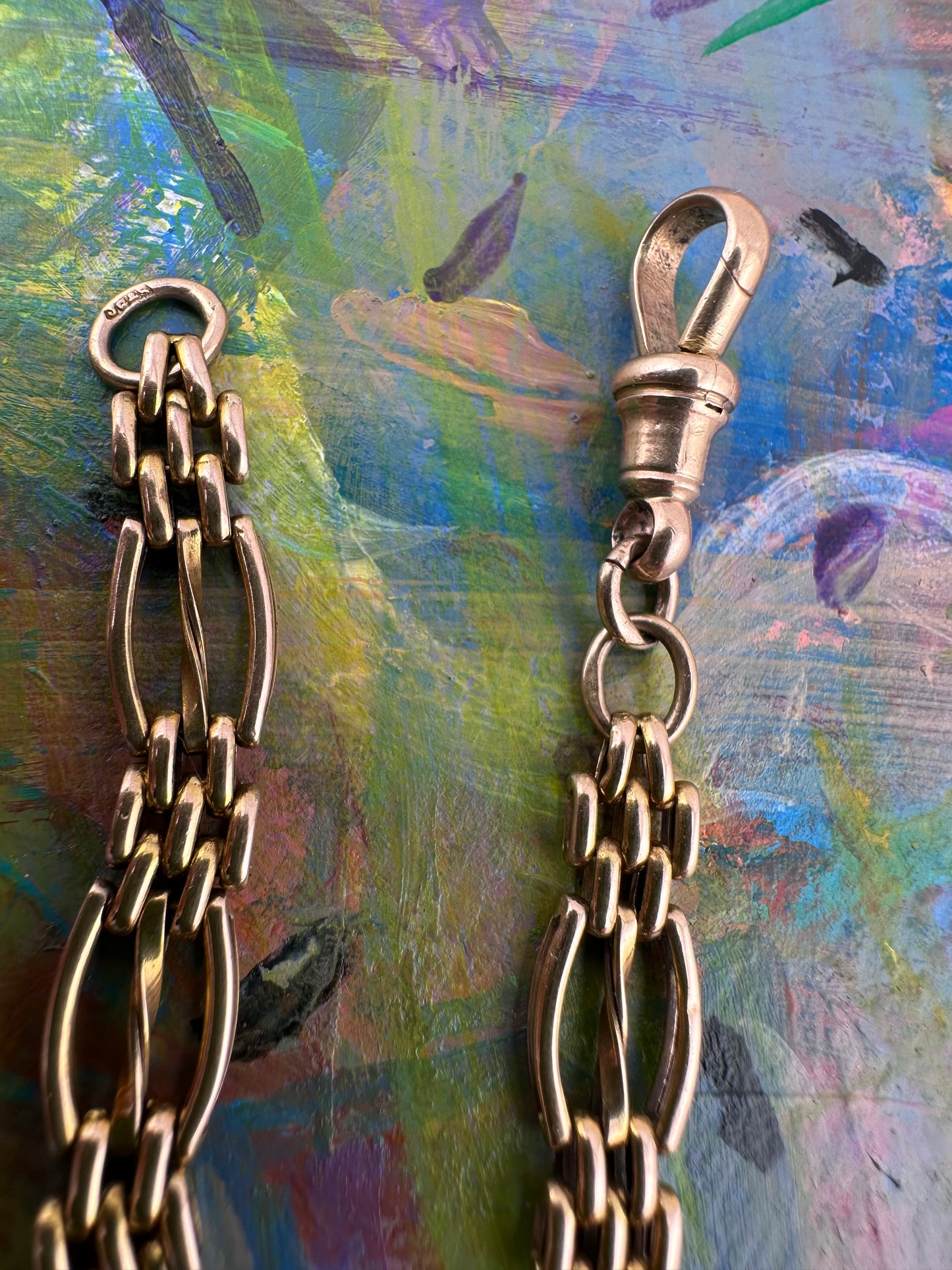 Antique  9ct Rose Gold Gate extender/Bracelet with antique dog clip