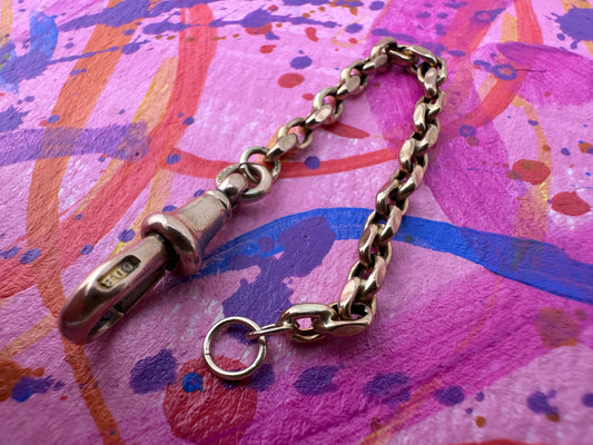Vintage 9ct Peachy Gold Biker extender with antique dog clip