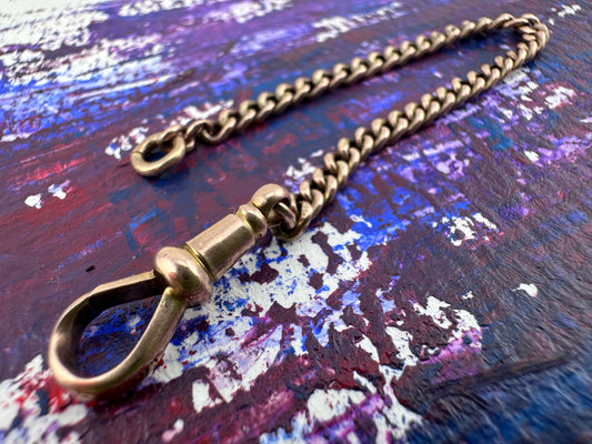 Antique 9ct gold curb extender with antique dog clip.