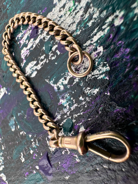 Antique 9ct Rose Gold curb Extender with original dog clip