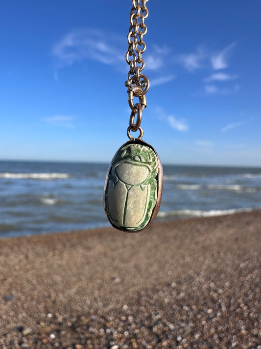14ct faience scarab beetle pendant