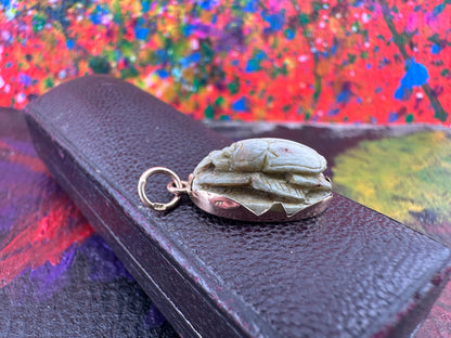 14ct Faience Scarab pendant