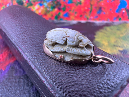 14ct Faience Scarab pendant