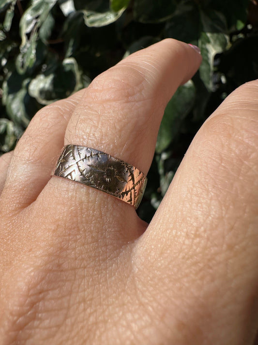 Antique 9ct Rose Gold Patterned stacker band
