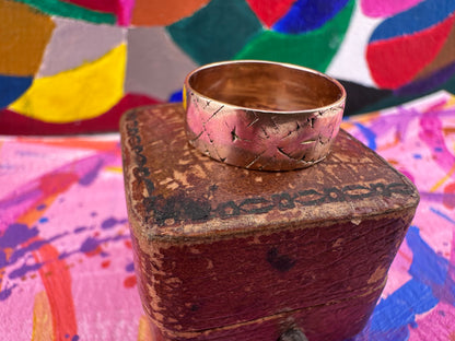 Antique 9ct Rose Gold Patterned stacker band