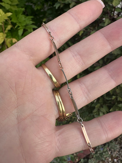 Antique 9ct Rose & White Gold bar bracelet