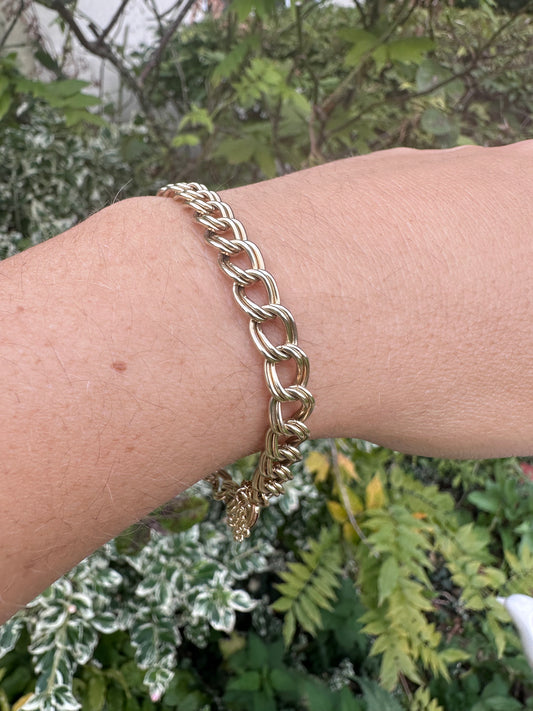 Vintage 9ct Double Curb bracelet with large spring ring