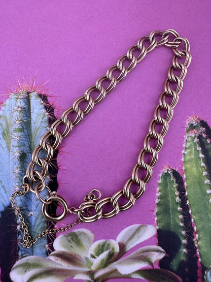 Vintage 9ct Double Curb bracelet with large spring ring