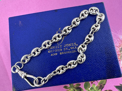 Sterling Silver Puffy mariner bracelet with dog clip