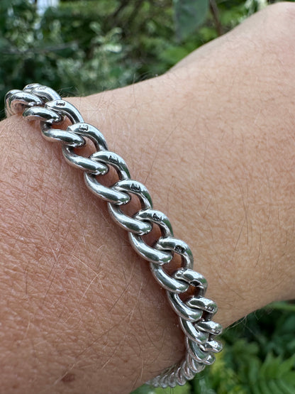 Sterling Silver Curb Bracelet with dogclip and T-bar