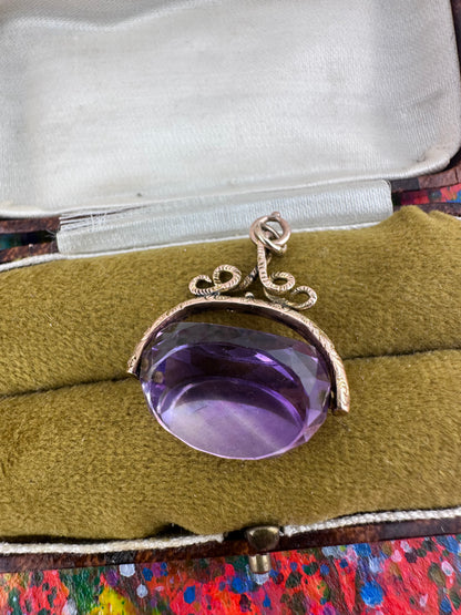 Antique 9ct Gold Amethyst Fob