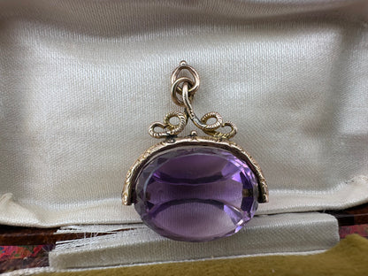 Antique 9ct Gold Amethyst Fob