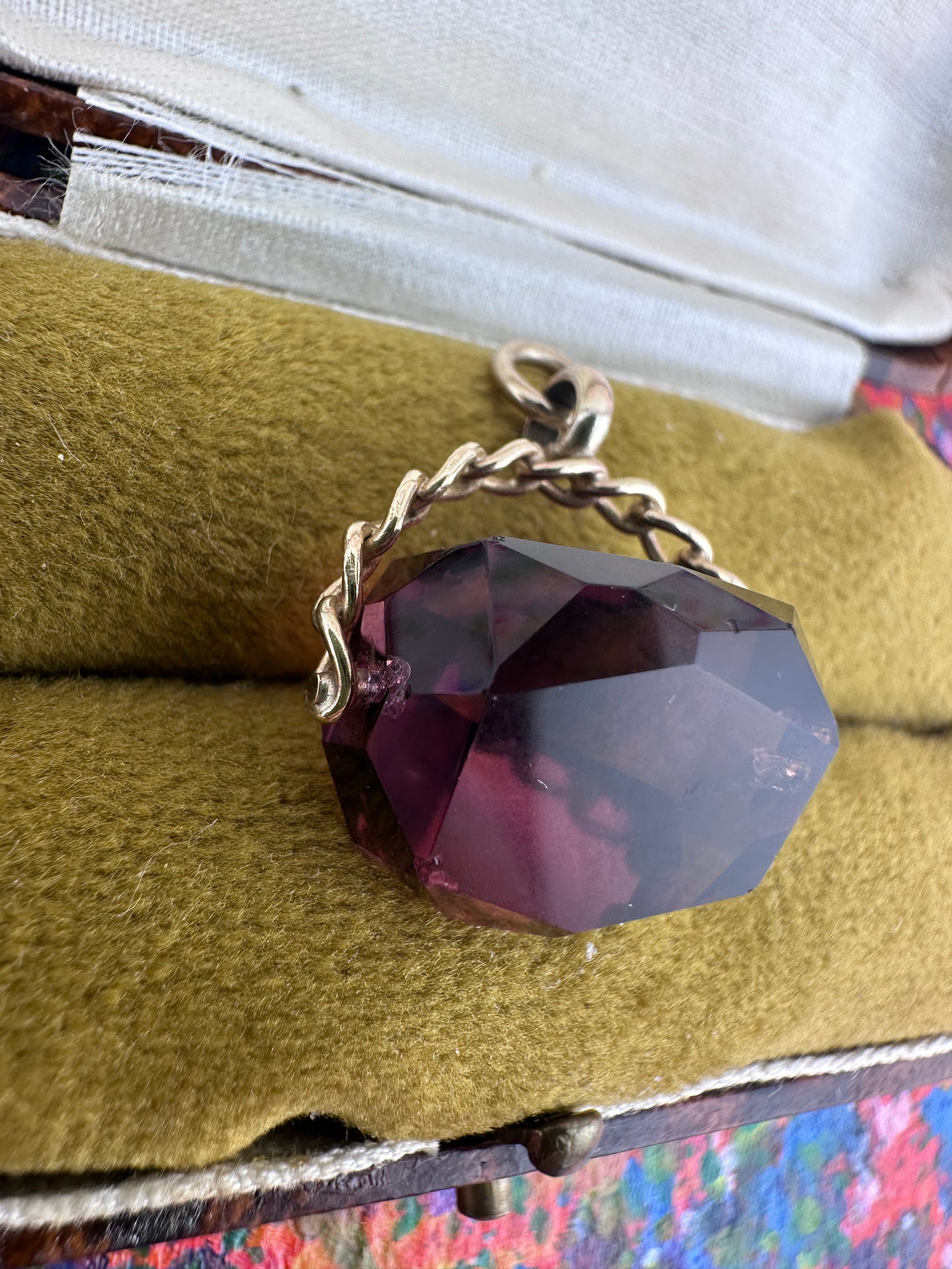 Vintage 9ct Gold Amethyst Spinning Fob