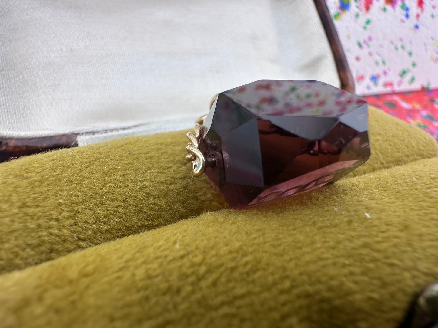 Vintage 9ct Gold Amethyst Spinning Fob