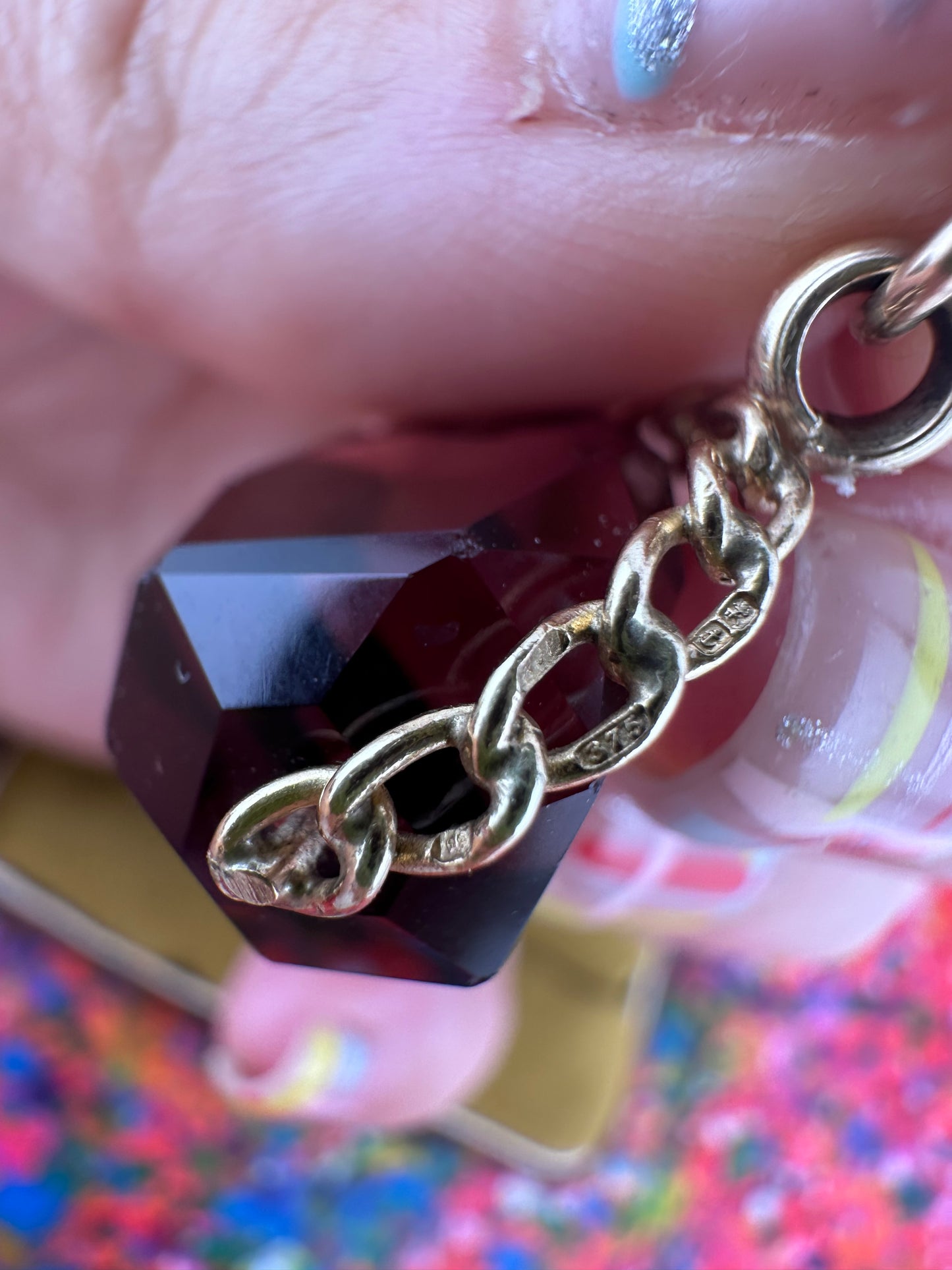 Vintage 9ct Gold Amethyst Spinning Fob