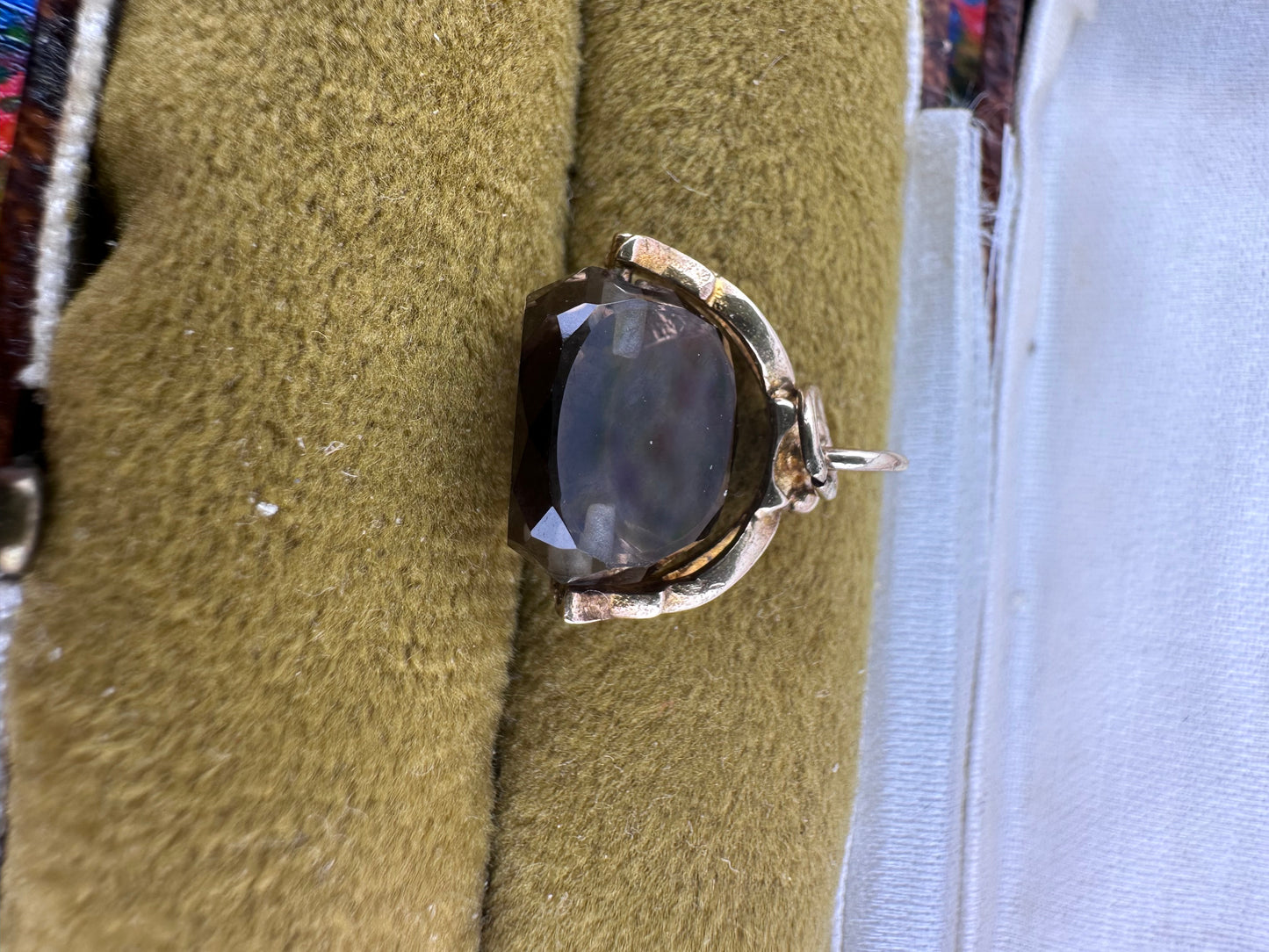 Vintage Mini 9ct yellow gold Smokey Quartz fob