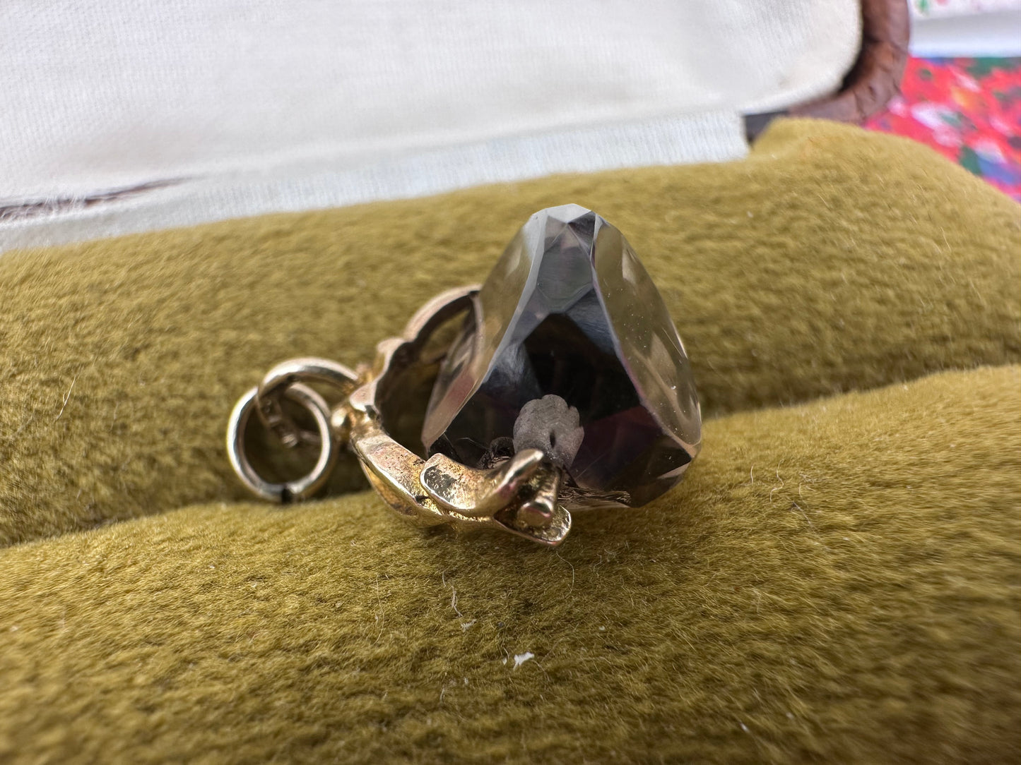 Vintage Mini 9ct yellow gold Smokey Quartz fob