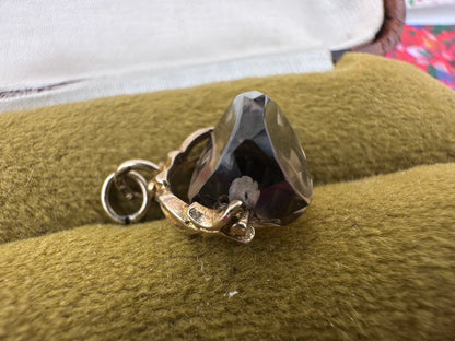 Vintage Mini 9ct yellow gold Smokey Quartz fob