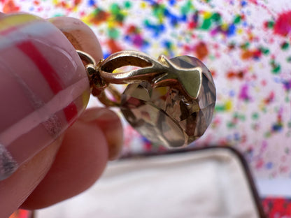 Vintage Mini 9ct yellow gold Smokey Quartz fob