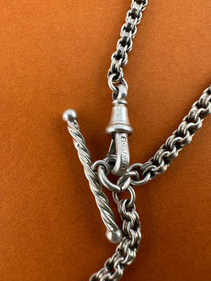 Silver Albertina Bracelet with Tassel, T-Bar & Dog Clip
