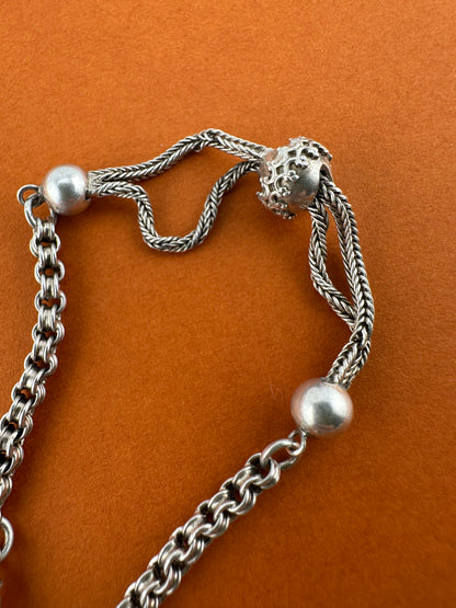 Silver Albertina Bracelet with Tassel, T-Bar & Dog Clip
