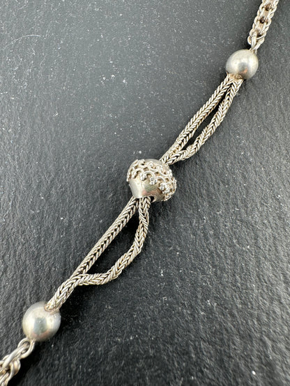 Silver Albertina Bracelet with Tassel, T-Bar & Dog Clip