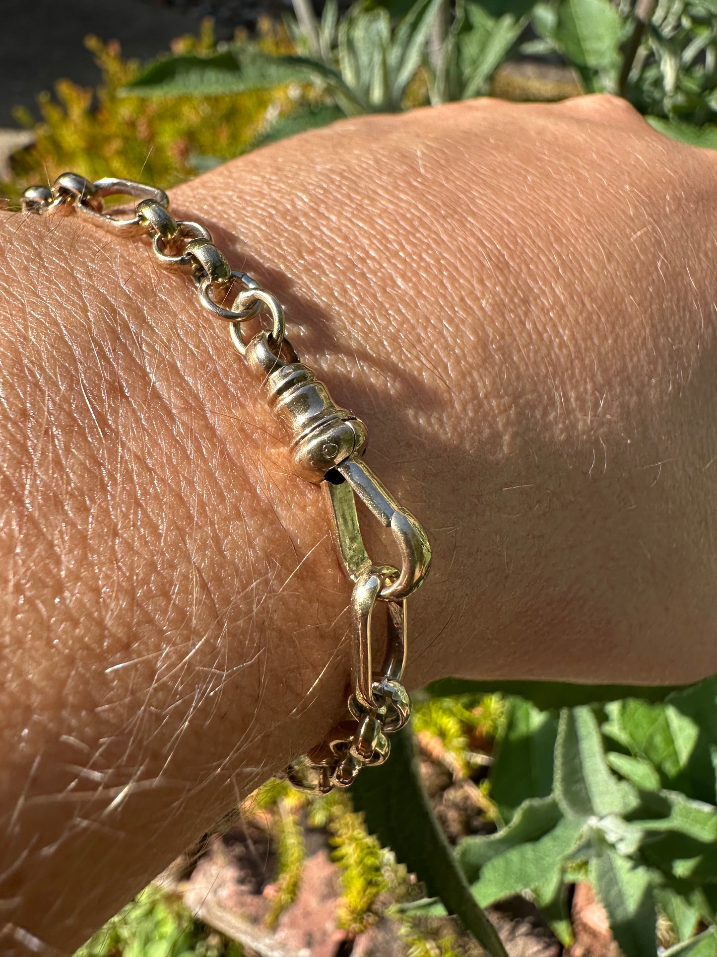 9ct Gold Long & Short belcher/paperclip bracelet with dog clip