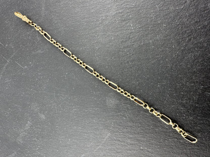 9ct Gold Long & Short belcher/paperclip bracelet with dog clip
