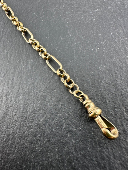 9ct Gold Long & Short belcher/paperclip bracelet with dog clip