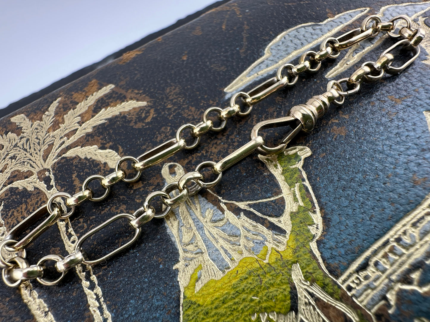 9ct Gold Long & Short belcher/paperclip bracelet with dog clip