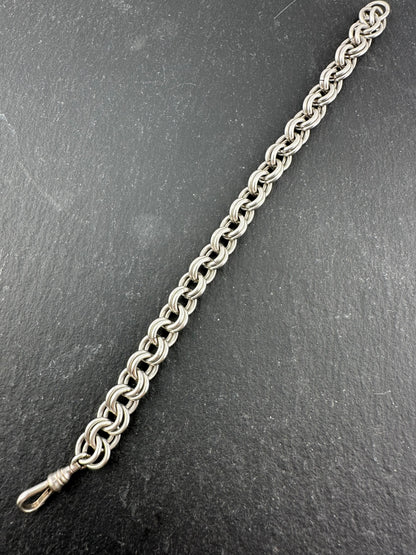Sterling Silver chunky Double Rolo Bracelet, with dog clip