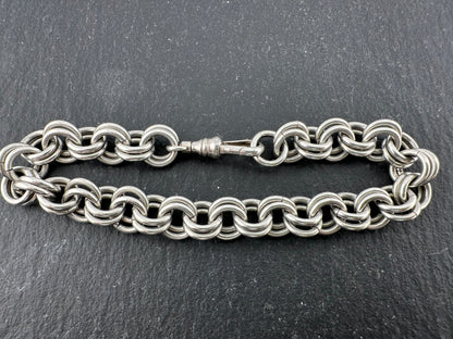 Sterling Silver chunky Double Rolo Bracelet, with dog clip