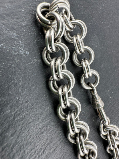 Sterling Silver chunky Double Rolo Bracelet, with dog clip
