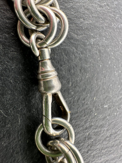 Sterling Silver chunky Double Rolo Bracelet, with dog clip