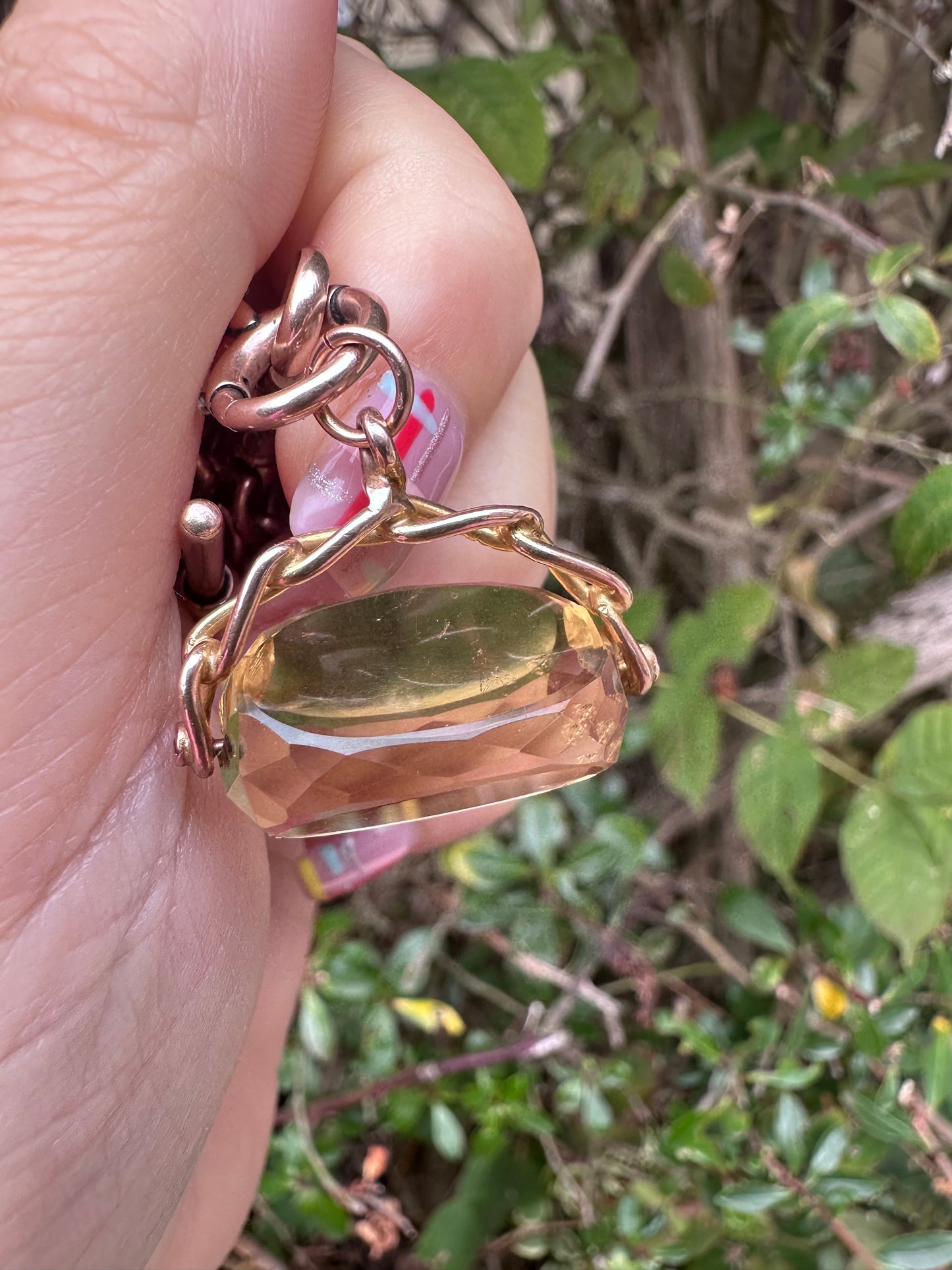 Vintage 9ct Citrine Spinner Fob