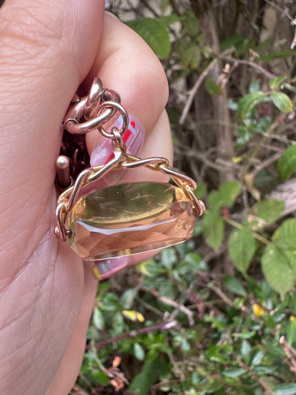 Vintage 9ct Citrine Spinner Fob