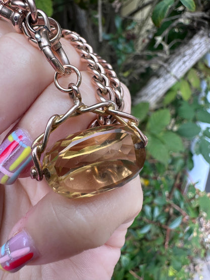 Vintage 9ct Citrine Spinner Fob