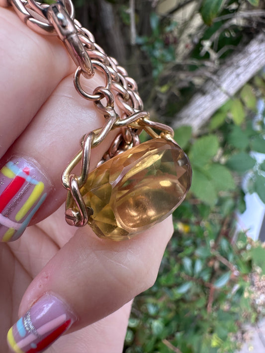 Vintage 9ct Citrine Spinner Fob