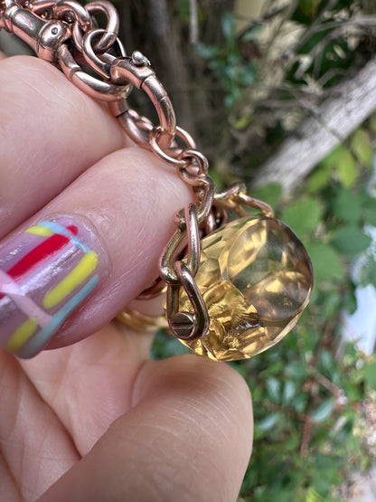 Vintage 9ct Citrine Spinner Fob