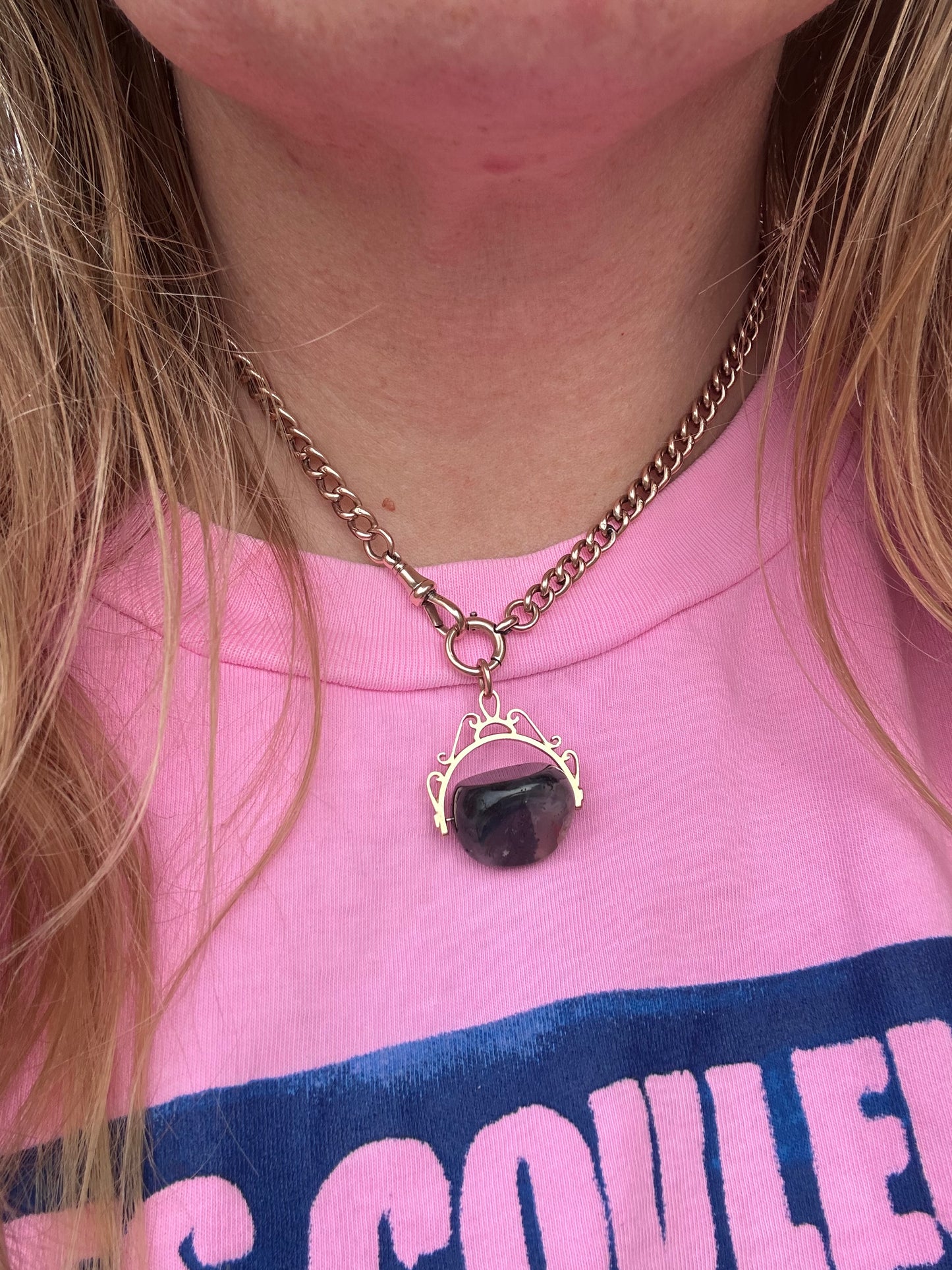 Vintage 9ct Gold Moss Agate Spinner Fob