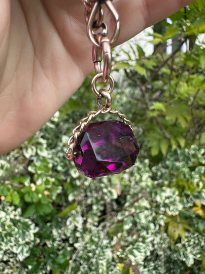 Vintage 9ct Gold Amethyst Spinning Fob