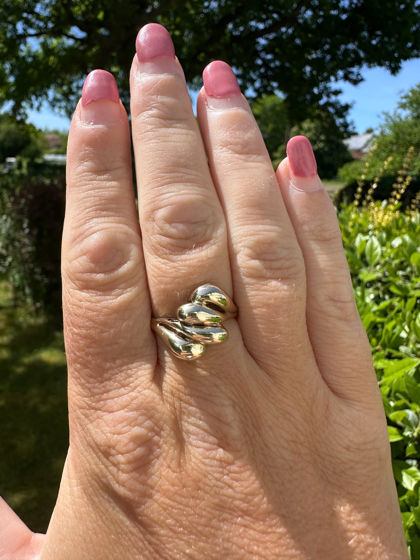 Vintage 9ct Puffy Croissant Ring, size P