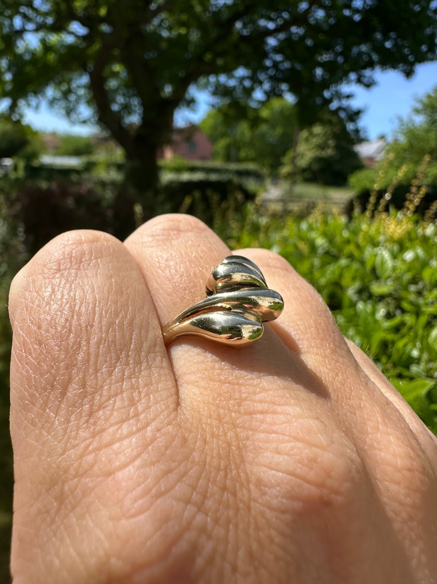 Vintage 9ct Puffy Croissant Ring, size P