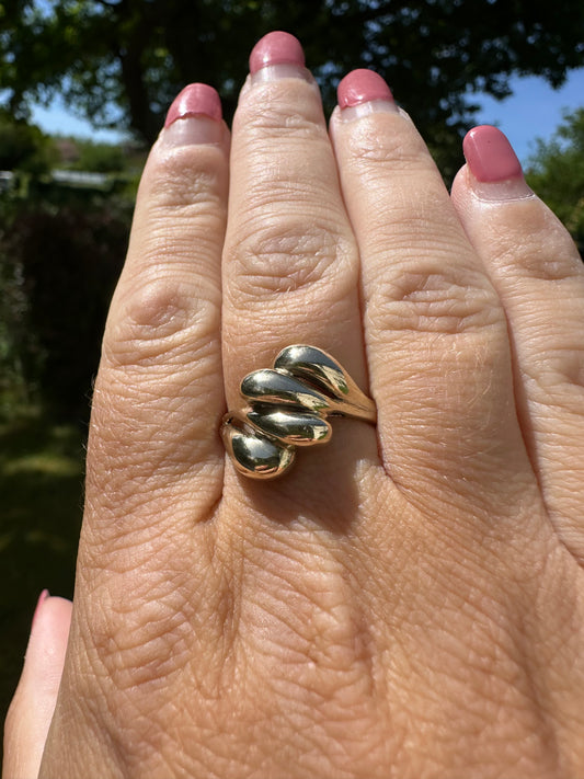 Vintage 9ct Puffy Croissant Ring, size P