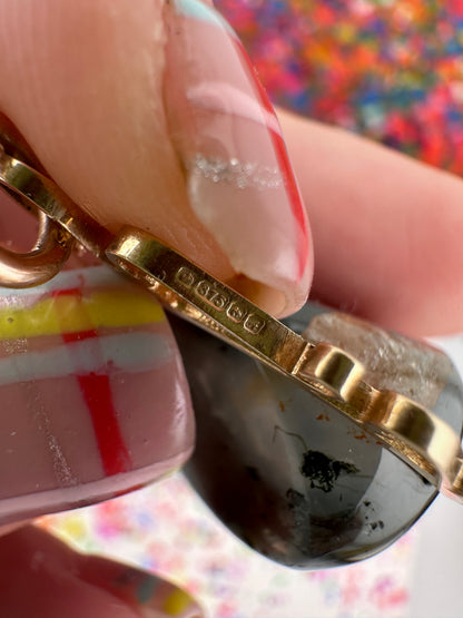 Vintage 9ct Gold Moss Agate Spinner Fob